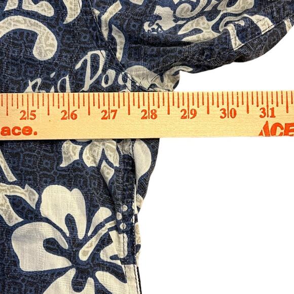 Big Dogs Tropical Blue & White Floral Button-up Shirt Hawaiian Pattern Pocket 3X - Picture 15 of 16